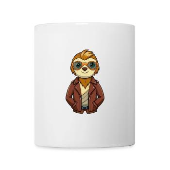 Lunettes de soleil paresseux drôle dessin animé Kawaii Jacket - Mug blanc - blanc - Devant