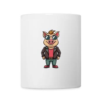 Lunettes de soleil cochon drôle dessin animé kawaii veste - Mug blanc - blanc - Devant