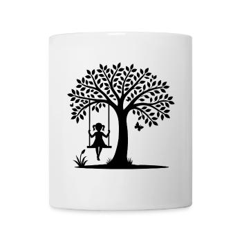 Silhouette Motif of a Girl on the Swing - Mug - white - Front