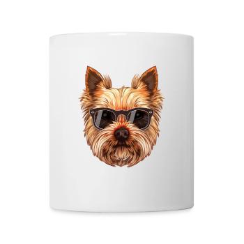 Norwich Terrier, Hund, Sonnenbrille, Sommer - Tasse - Weiß - Vorne