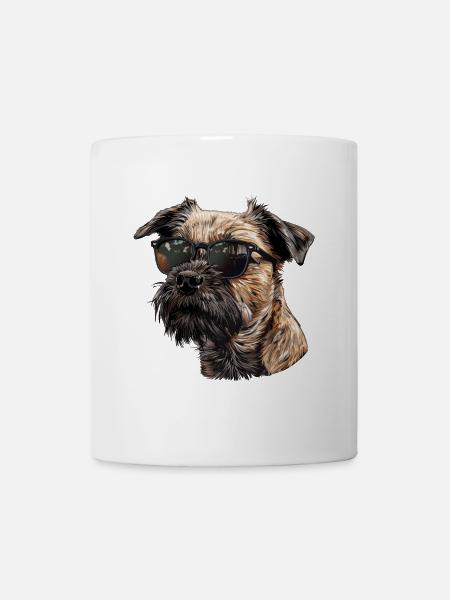 Border Terrier, Hund, Sonnenbrille, Sommer - Tasse - Weiß