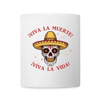 Bunte Calavera Totenschädel Schädel viva la muerte - Tasse - Weiß - Vorne