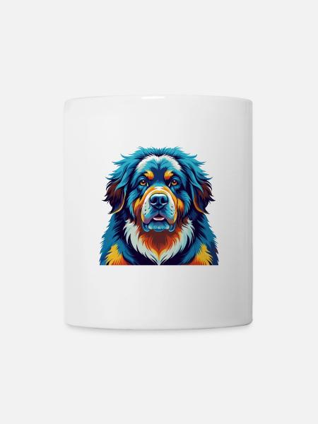 Dogue tibétain Chien race Coloré Dessin animé Kawaii - Mug blanc - blanc