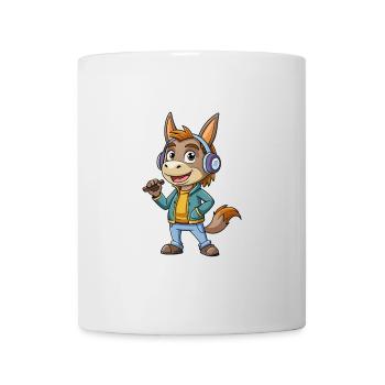 Donkey Funny Cartoon Character Headphone Music - Mug - white - Front