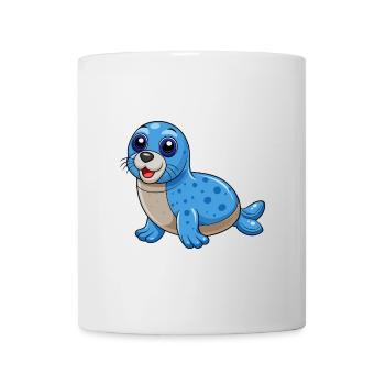 Phoque Mascotte mignonne Personnage de dessin animé Kawaii - Mug blanc - blanc - Devant