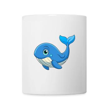 Wal Niedliche Maskottchen Zeichentrickfigur Kawaii - Tasse - Weiß - Vorne