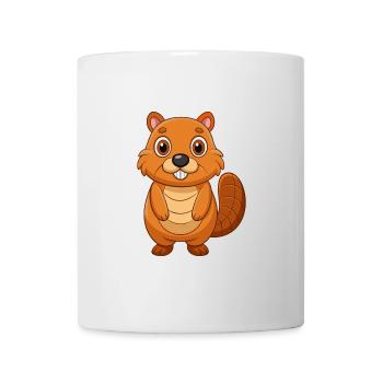 Beaver Cute Mascot Cartoon Character Kawaii - Mug - white - Front