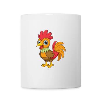 Hahn Niedliche Maskottchen Zeichentrickfigur Kawaii - Tasse - Weiß - Vorne