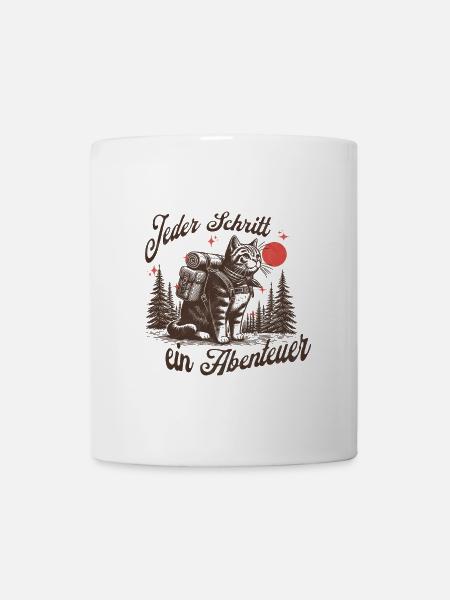 Abenteuerlicher Katzenwanderer beim Nachthimmel - Tasse - Weiß