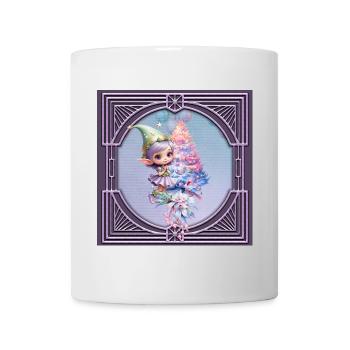 Cute Christmas elf in delicate violet colors - Mug - white - Front