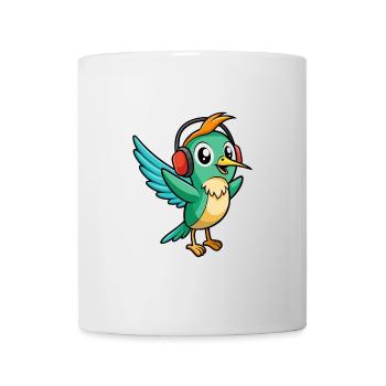 Colibri Drôle Dessin Animé Animal Casque Musique - Mug blanc - blanc - Devant