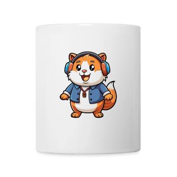 Meerschweinchen Lustige Zeichentrickfigur Kopfhörer Musik - Tasse - Weiß - Vorne