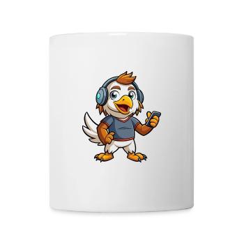 Adler Lustige Zeichentrickfigur Kopfhörer Musik - Tasse - Weiß - Vorne