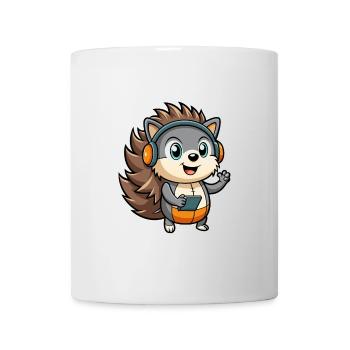 Igel Lustige Zeichentrickfigur Kopfhörer Musik - Tasse - Weiß - Vorne