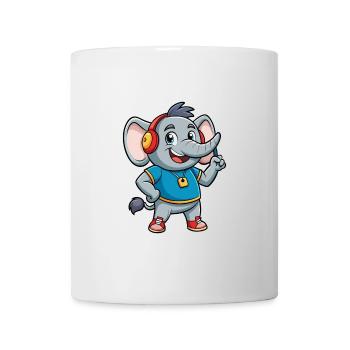 Elephant Funny Cartoon Character Headphone Music - Mug - white - Front