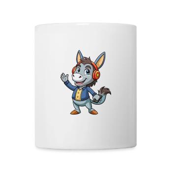 âne drôle dessin animé personnage casque musique - Mug blanc - blanc - Devant