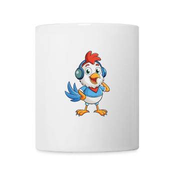 poulet drôle dessin animé personnage casque musique - Mug blanc - blanc - Devant