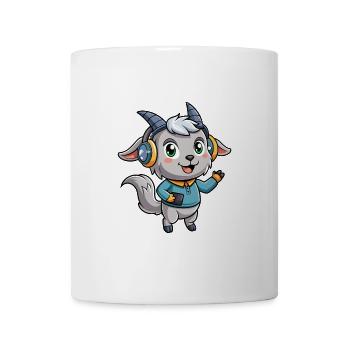 Ziege Lustige Zeichentrickfigur Kopfhörer Musik - Tasse - Weiß - Vorne