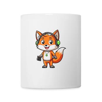 Fuchs Lustige Zeichentrickfigur Kopfhörer Musik - Tasse - Weiß - Vorne