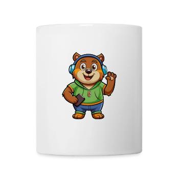 Bear Funny Cartoon Character Headphone Music - Mug - white - Front