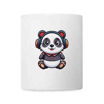 Panda Lustige Zeichentrickfigur Kopfhörer Musik - Tasse - Weiß - Vorne