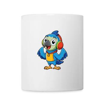Papagei Lustige Zeichentrickfigur Kopfhörer Musik - Tasse - Weiß - Vorne