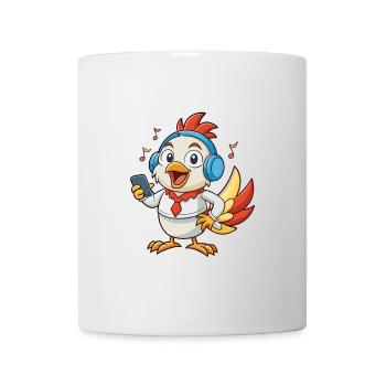 Poulet Drôle Dessin Animé Personnage Casque Musique - Mug blanc - blanc - Devant
