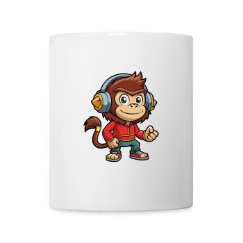 Affe Lustige Zeichentrickfigur Kopfhörer Musik - Tasse - Weiß - Vorne