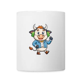 Vache Drôle Dessin Animé Personnage Casque Musique - Mug blanc - blanc - Devant