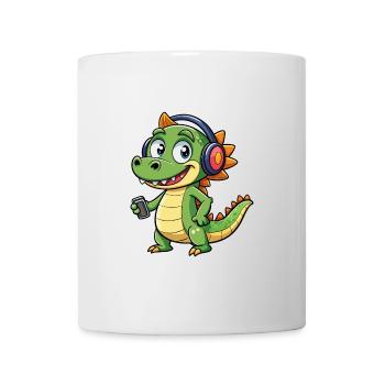 Crocodile Drôle Dessin Animé Personnage Casque Musique - Mug blanc - blanc - Devant