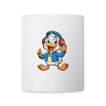 Canard Drôle Dessin Animé Personnage Casque Musique - Mug blanc - blanc - Devant