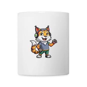 Luchs Lustige Zeichentrickfigur Kopfhörermusik - Tasse - Weiß - Vorne