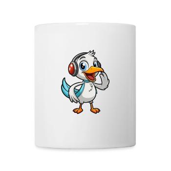 Pelican Funny Cartoon Character Musique de casque - Mug blanc - blanc - Devant