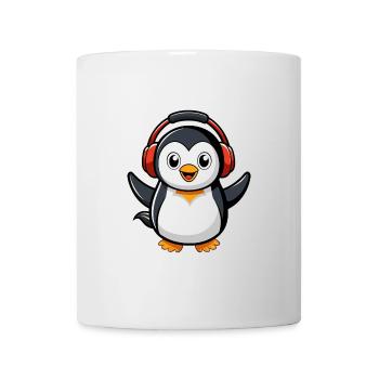 Penguin Funny Cartoon Character Headphone Music - Mug - white - Front