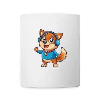 Hund Lustige Zeichentrickfigur Kopfhörer Musik - Tasse - Weiß - Vorne