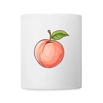 Pfirsich, Peach, Obst, Frucht - Tasse - Weiß - Vorne