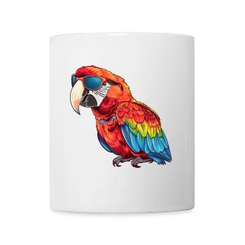 Papagei, vogel, tropisch, Sonnenbrille, Sommer - Tasse - Weiß - Vorne