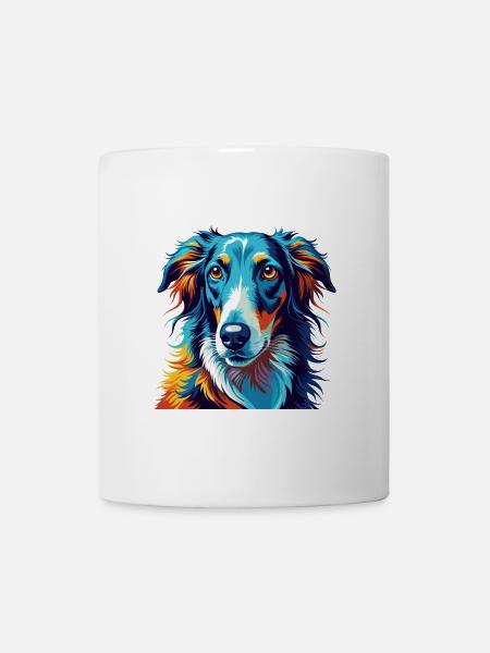 Barsoi Hunderasse Bunt Karikatur Kawaii - Tasse - Weiß
