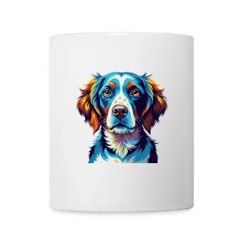 Race de chien breton coloré dessin animé Kawaii - Mug blanc - blanc - Devant
