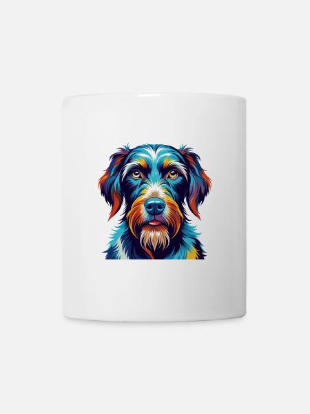 Deutsche Drahthaar Hund Rasse Karikatur Kawaii - Tasse - Weiß