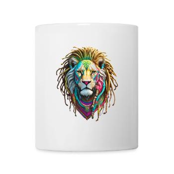 Lion Afro Coloré et Dreadlocks Artistiques - Mug blanc - blanc - Devant