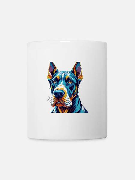 Deutsche Dogge Hunderasse Bunte Karikatur Kawaii - Tasse - Weiß