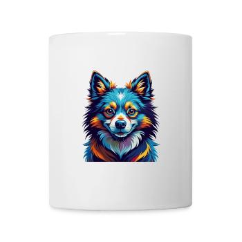 Indian Spitz Dog Breed Colorful Cartoon Kawaii - Mug - white - Front