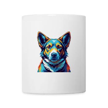 Canaan Chien Race Coloré Dessin Animé Kawaii - Mug blanc - blanc - Devant