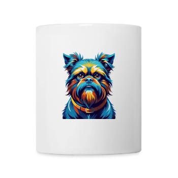 Griffon de Bruxelles Race de chien Dessin animé coloré Kawaii - Mug blanc - blanc - Devant