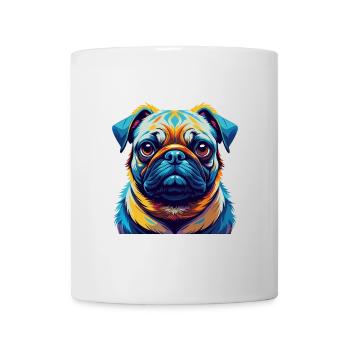 Mops Hund Rasse Buntes Aquarell Karikatur Kawaii - Tasse - Weiß - Vorne