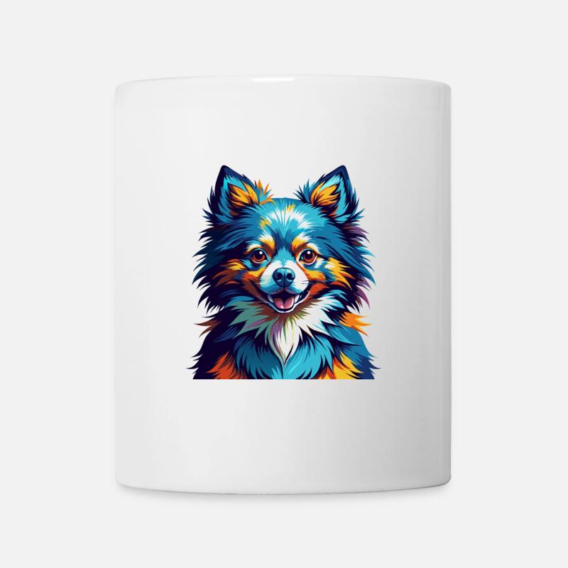 Spitz de Poméranie Race de chien Dessin animé coloré Kawaii - Mug blanc - blanc