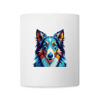 Glatter Collie Hund Rasse Bunt Karikatur Kawaii - Tasse - Weiß - Vorne