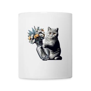BKH Britisch Kurzhaar Katze Vase umkippen Geschenk - Tasse - Weiß - Vorne