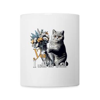 BKH Britisch Kurzhaar Katze Vase umkippen Geschenk - Tasse - Weiß - Vorne